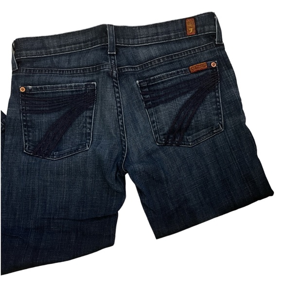 7 For All Mankind Sz:28 Crop Dojo Blue Jeans - Picture 2 of 7